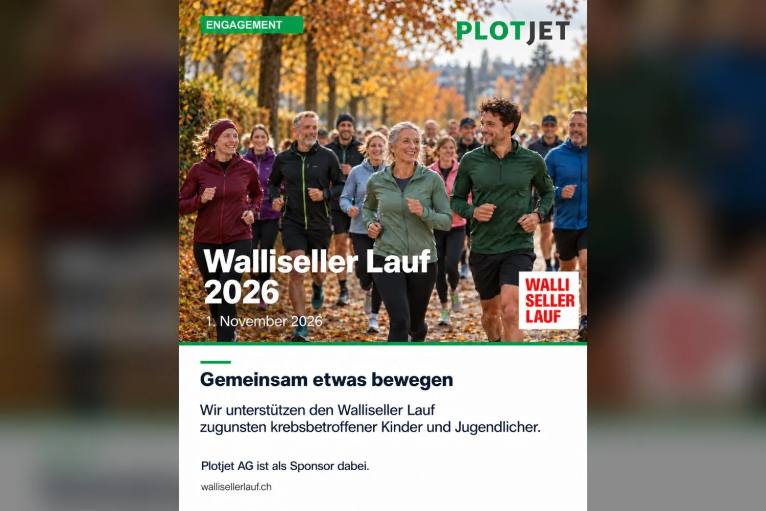 Sujet des Walliseller Laufs 2026 mit PlotJet als Sponsor